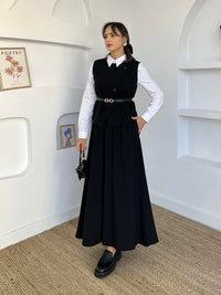 Vest Skirt Suit Black