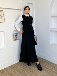 Vest Skirt Suit Black