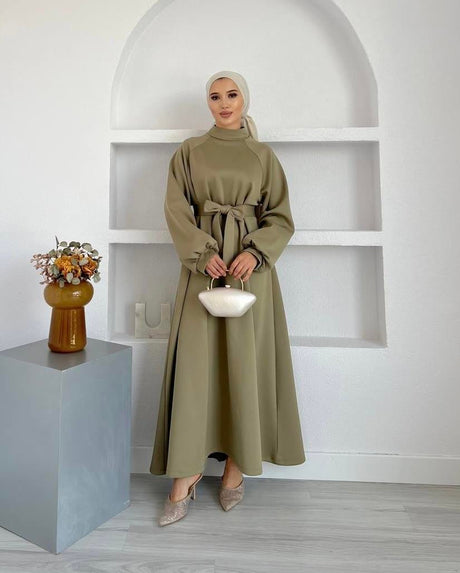 Zara Scuba Dress Khaki